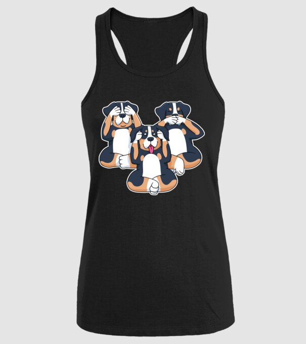 Trei câini model negru pe tricou