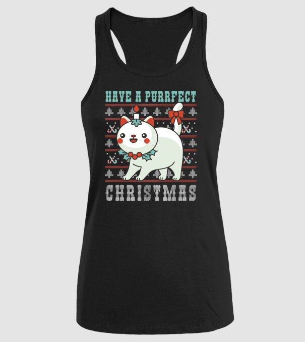 Have a Purrfect Christmas model negru pe tricou