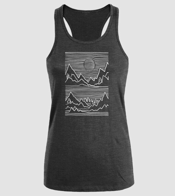 Munți grafică model negru pe tricou