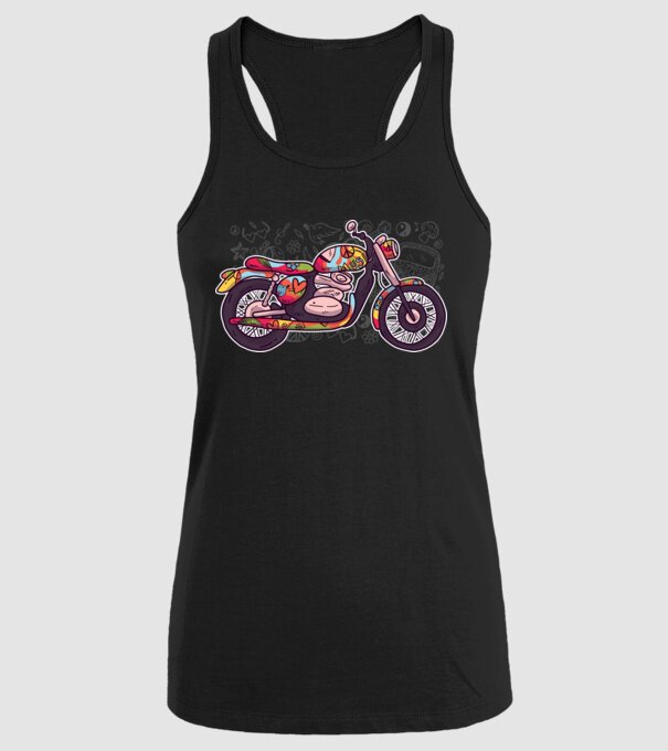 Motociclist Hippi model negru pe tricou