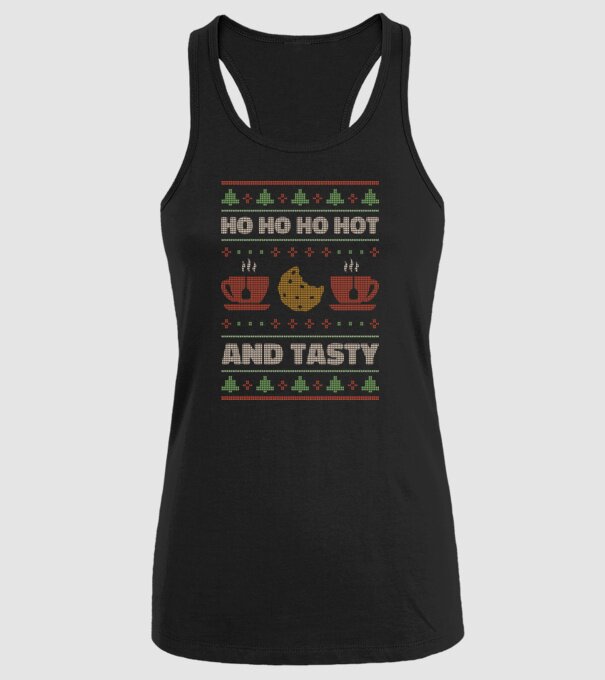 Ho Ho Ho Hot and Tasty Pulovăr urât model negru pe tricou