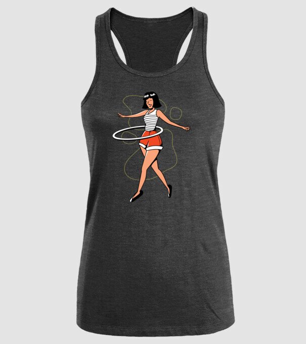 Cerc hula-hoop model negru pe tricou