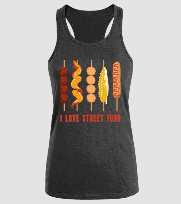 I Love Street Food model negru pe tricou