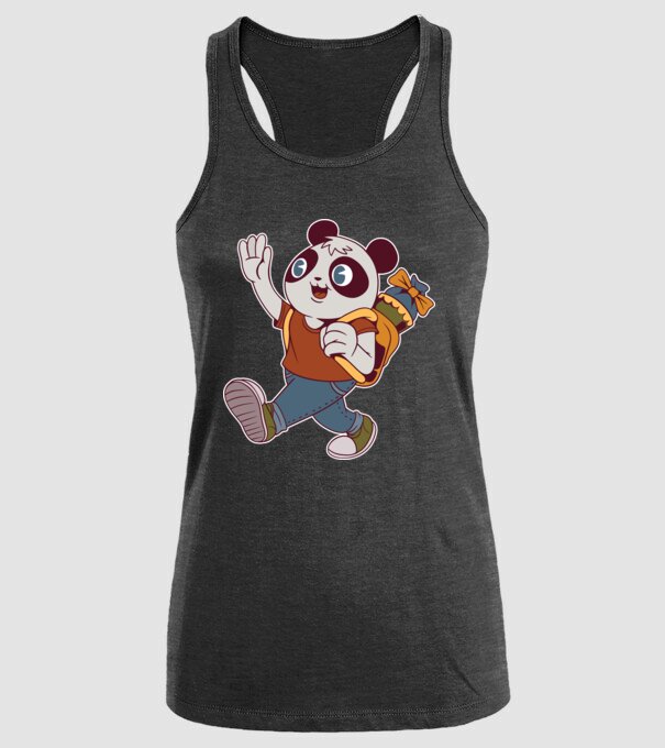 Panda școlar model negru pe tricou