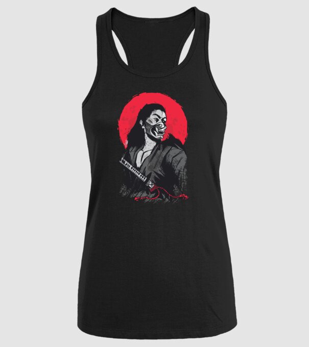 Războinic japonez model negru pe tricou