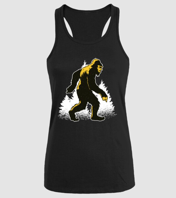 Yeti în pădure model negru pe tricou