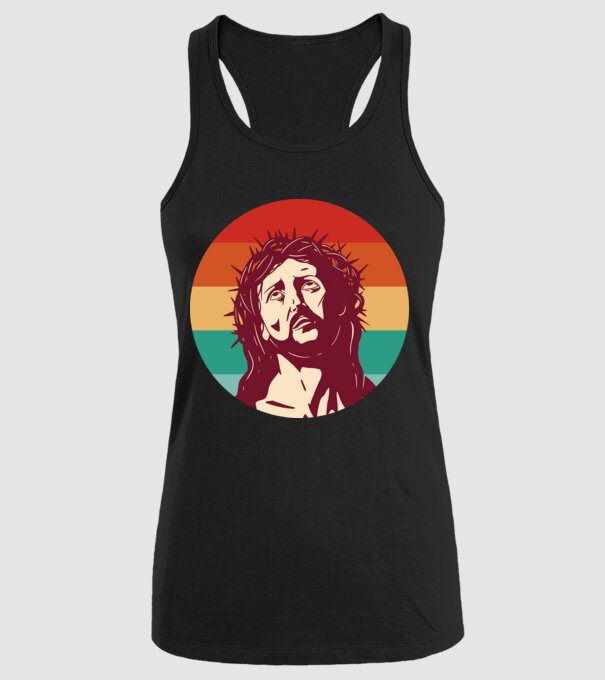 Iisus Hristos Retro model negru pe tricou