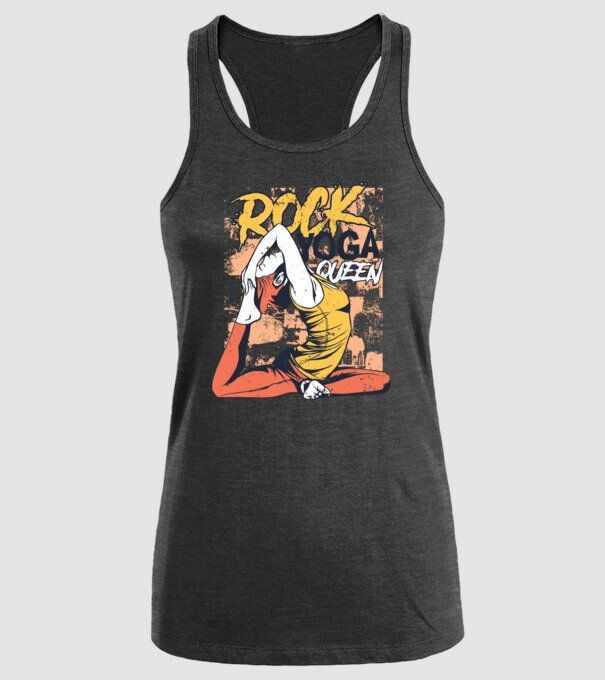 Regina Yoga model negru pe tricou