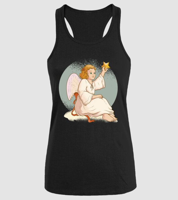 Înger de Crăciun model negru pe tricou