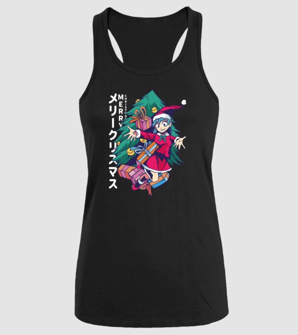 Anime Crăciun model negru pe tricou
