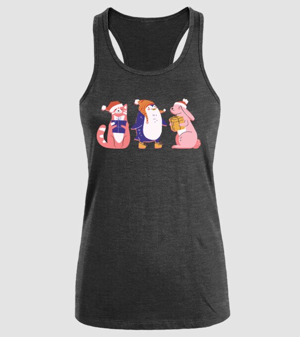 Animale drăguțe de Crăciun model negru pe tricou