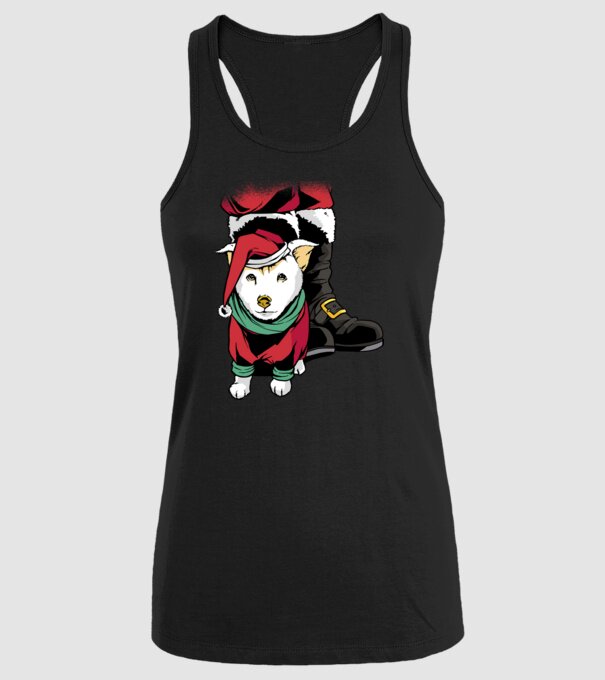 Cățeluș de Crăciun model negru pe tricou