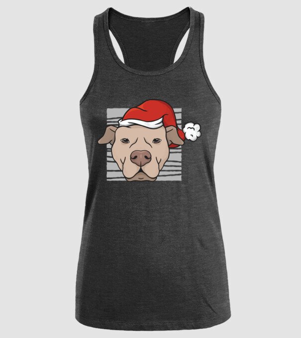 Pitbull de Crăciun model negru pe tricou
