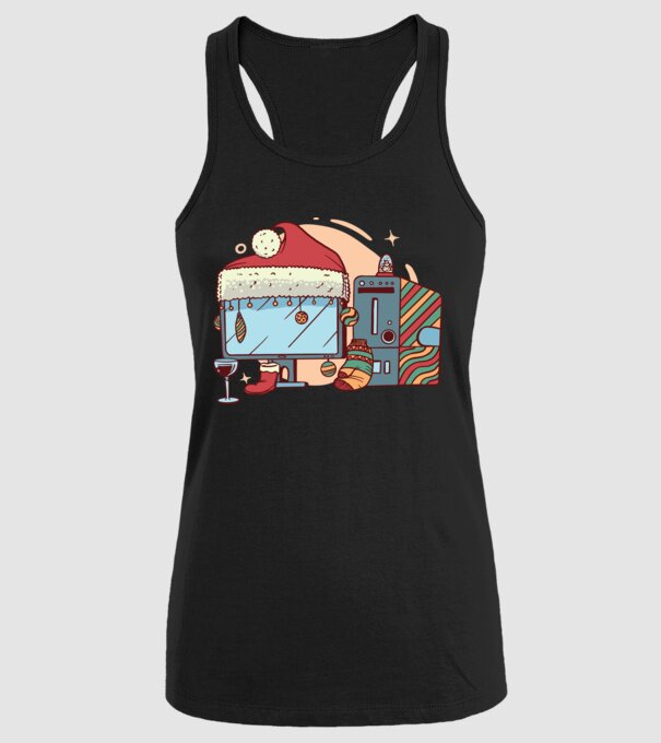 Computer de Crăciun model negru pe tricou