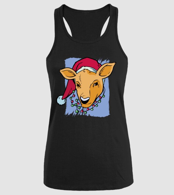 Cerb de Crăciun model negru pe tricou