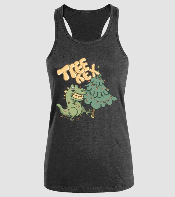 T-rex de Crăciun model negru pe tricou