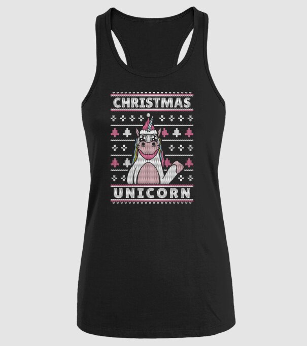 Unicorn de Crăciun pulover urât model negru pe tricou