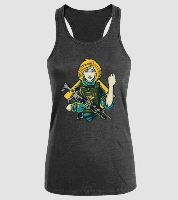 Fată Soldat model negru pe tricou