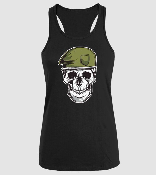 Craniu Soldat model negru pe tricou
