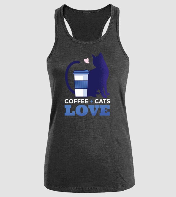 Cafea + Pisici = dragoste model negru pe tricou