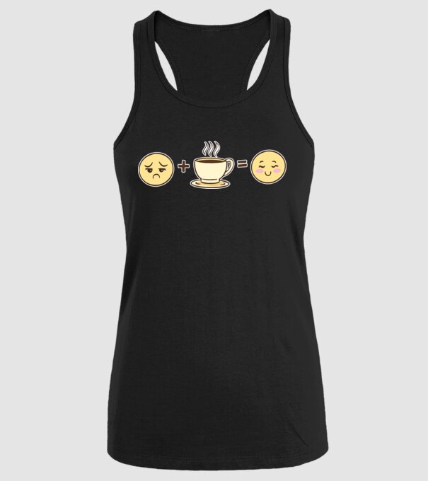 Cafea Fericire model negru pe tricou