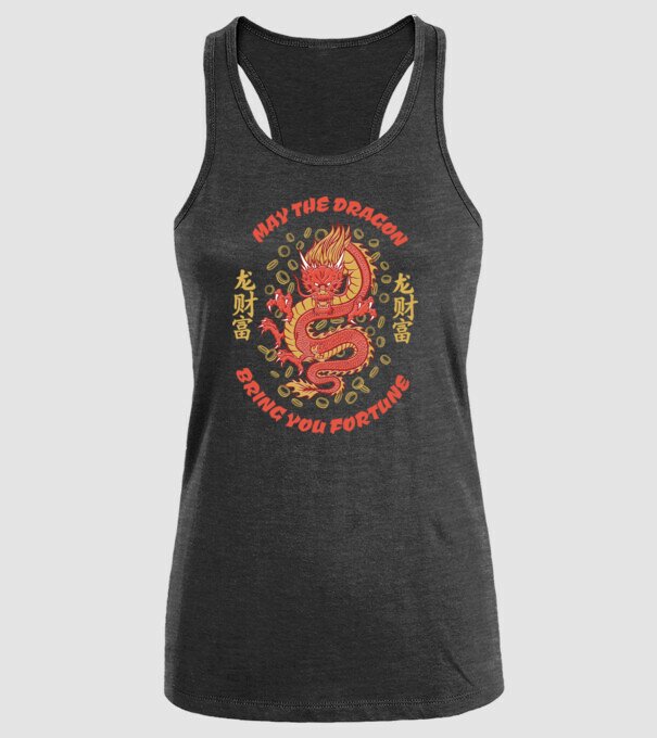 Dragon chinezesc norocos model negru pe tricou