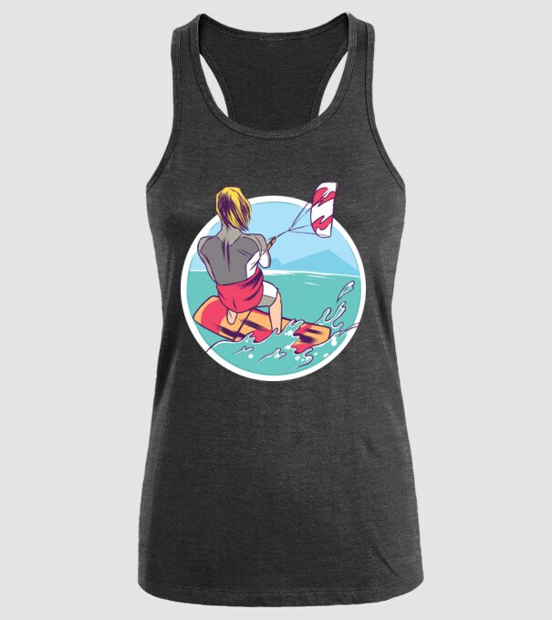 Kite Surf model negru pe tricou