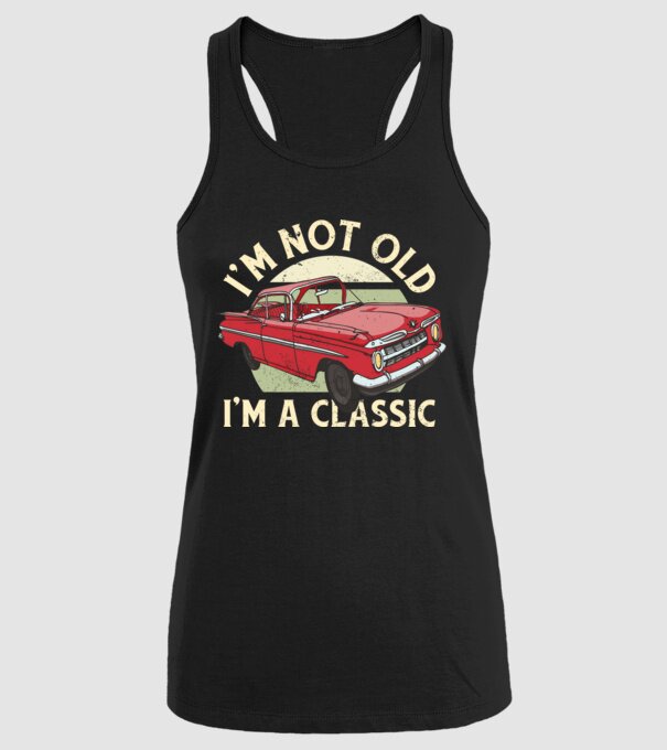'Mașină clasică - I''m not old I''m a classic' model negru pe tricou