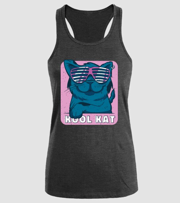 Kool Cat - Pisică Cool model negru pe tricou