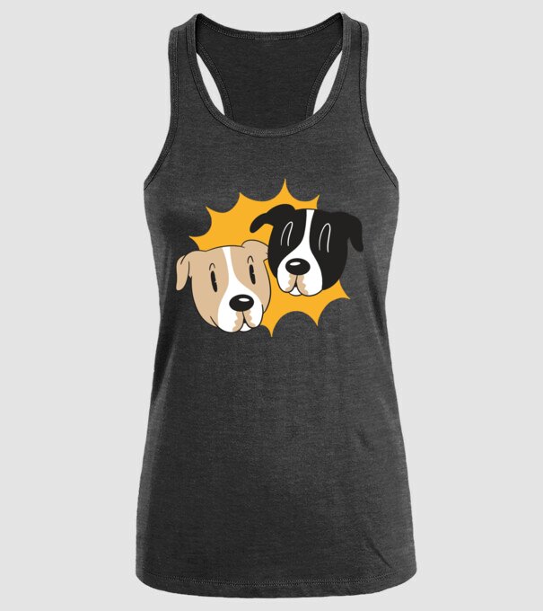 Capete de câini model negru pe tricou