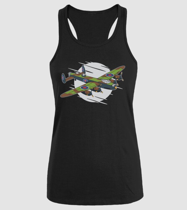 Avion bombardier Lancaster model negru pe tricou