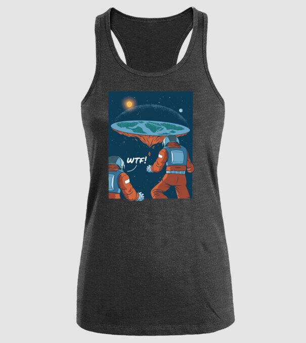 Astronaut Pământ plat model negru pe tricou