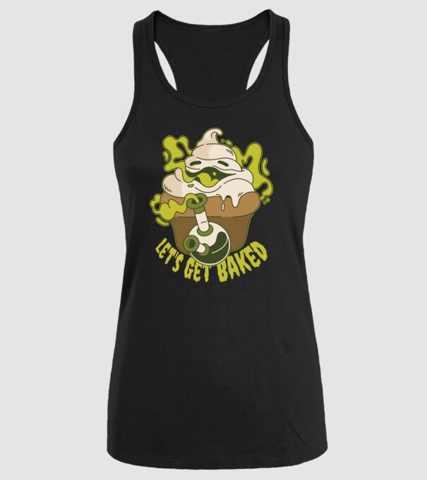 'Let''s Get Baked' model negru pe tricou
