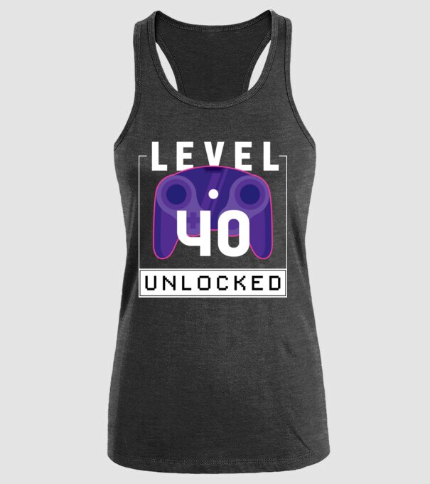 Level 40 Unlocked Gamer Birthday model negru pe tricou