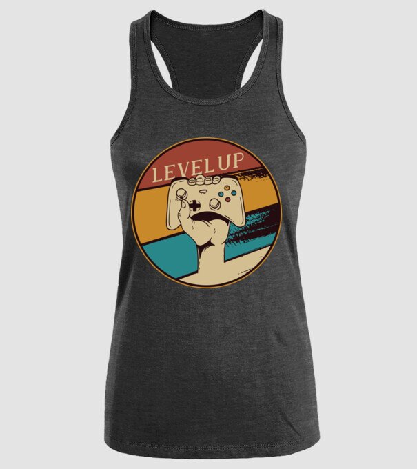 Level up - Trecere nivel Gamer model negru pe tricou