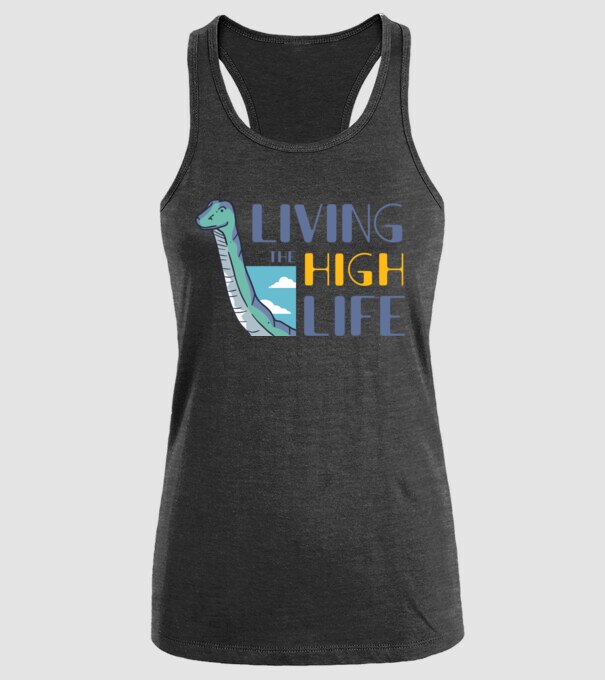 Living the High Life Dinosaur model negru pe tricou