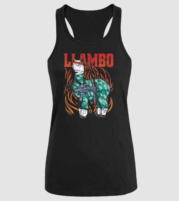 Llambo Lama model negru pe tricou