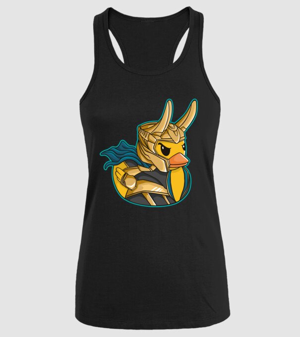 Rață Loki model negru pe tricou