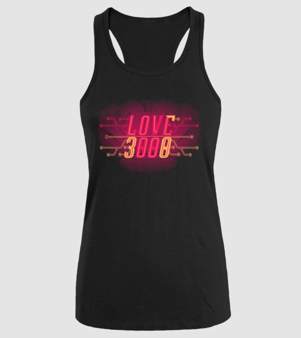 Love 3000 model negru pe tricou