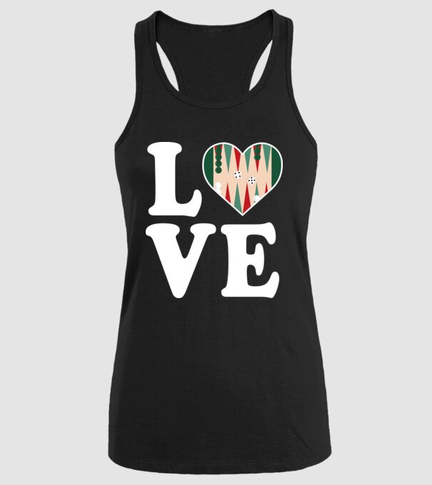 Love Backgammon model negru pe tricou
