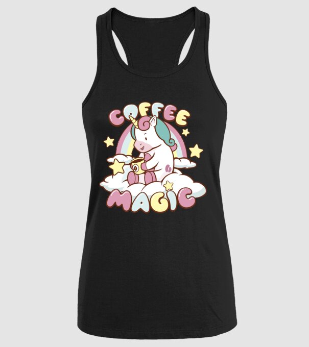 Cafea Magică Unicorn model negru pe tricou