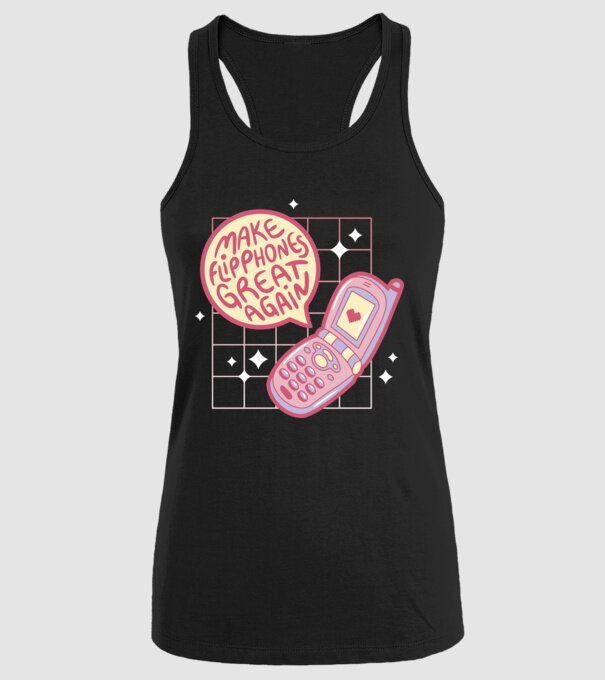 Make Flipphones Great Again Retro model negru pe tricou