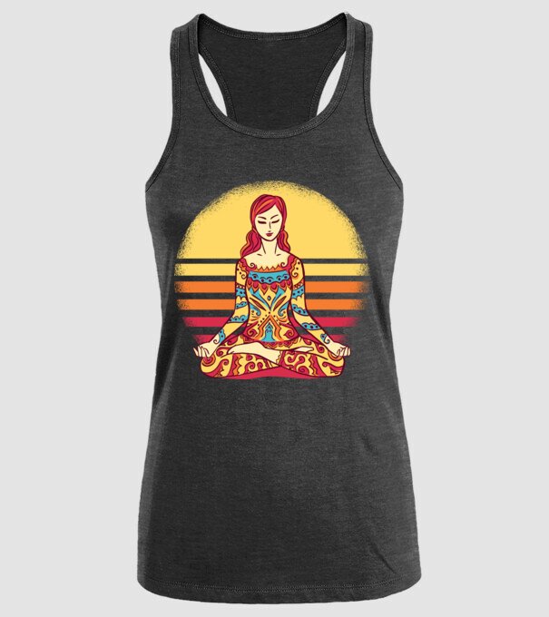Mandala Yoga Meditație model negru pe tricou