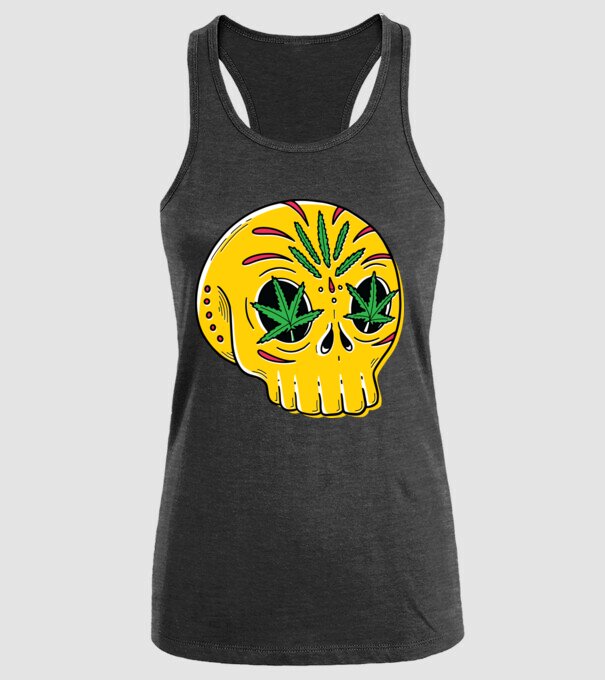 Marijuana Craniu model negru pe tricou