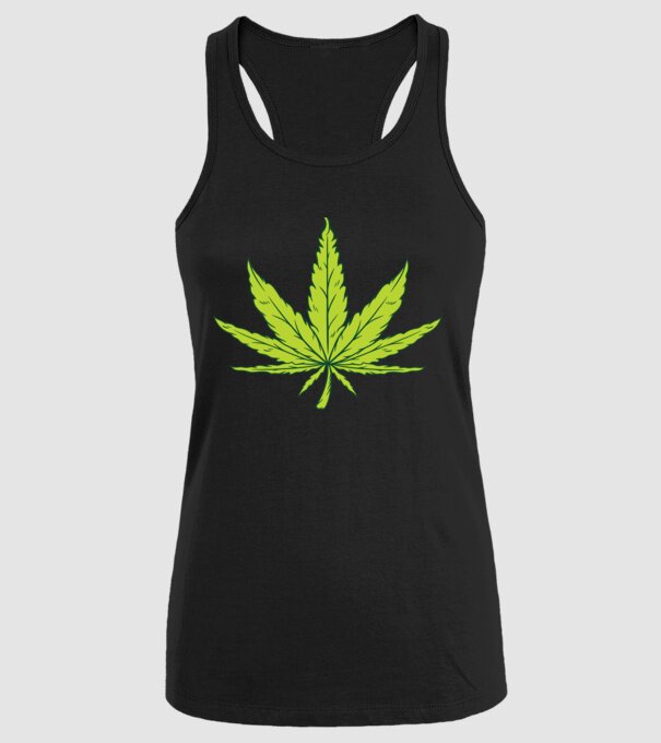 Frunză de marijuana model negru pe tricou