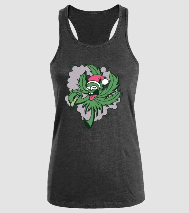 Marijuana Santa model negru pe tricou