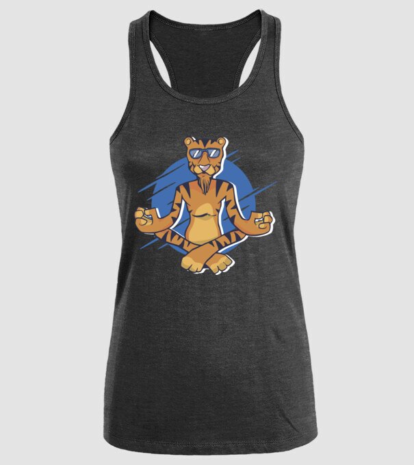 Tigru meditator model negru pe tricou