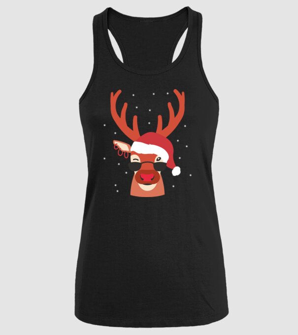 Ren cool de Crăciun model negru pe tricou