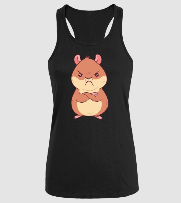 Hamster furios model negru pe tricou