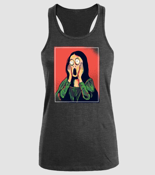 Mona Lisa țipăt model negru pe tricou